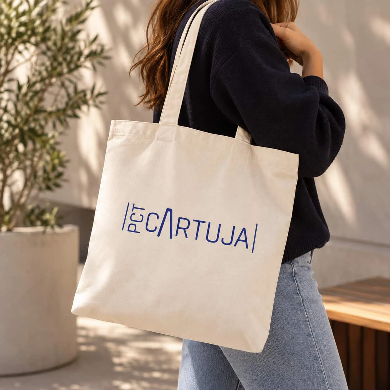 Bolsas de tela beige personalizadas - Vista 2