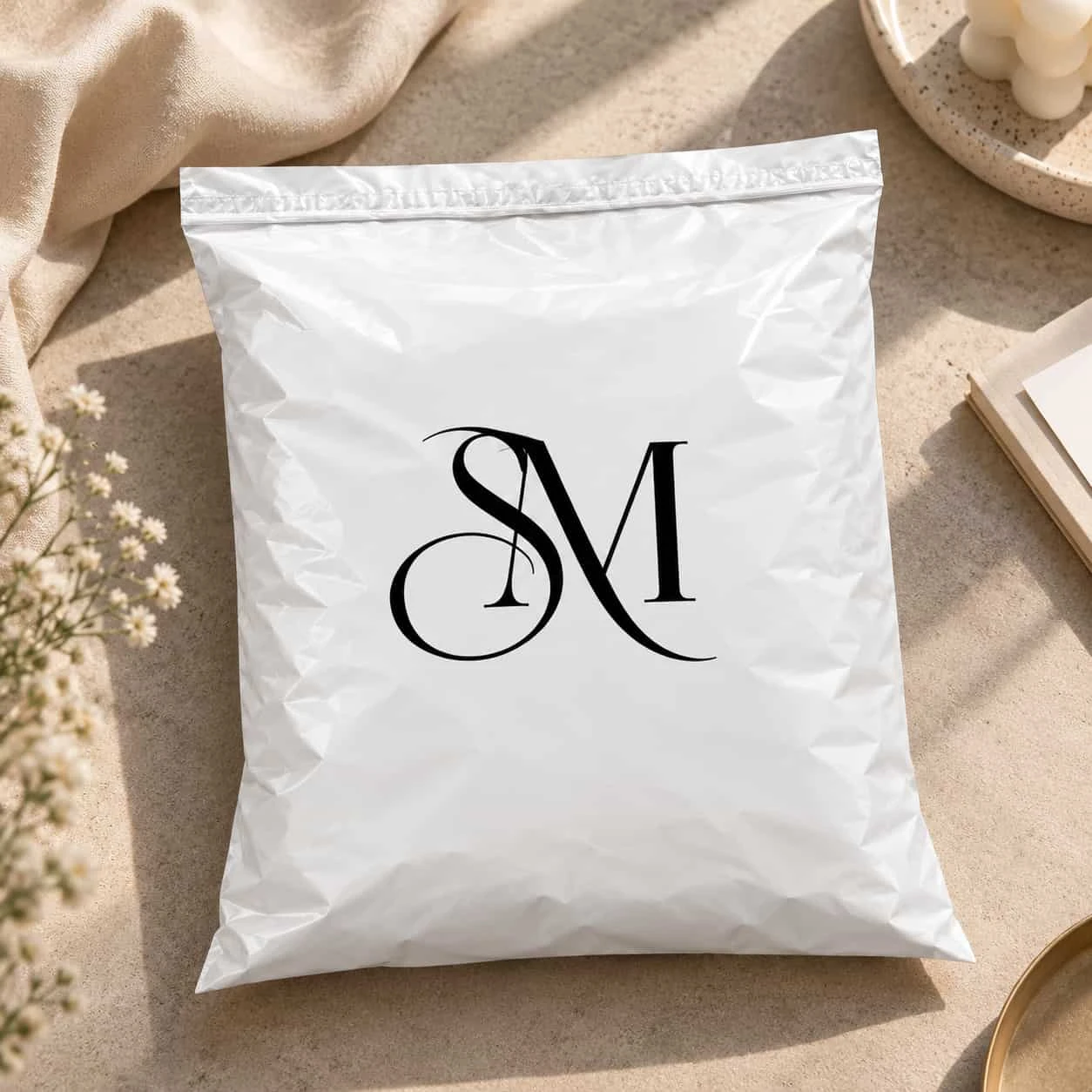 Bolsas de envío personalizadas blanca a 1 cara - Vista 3